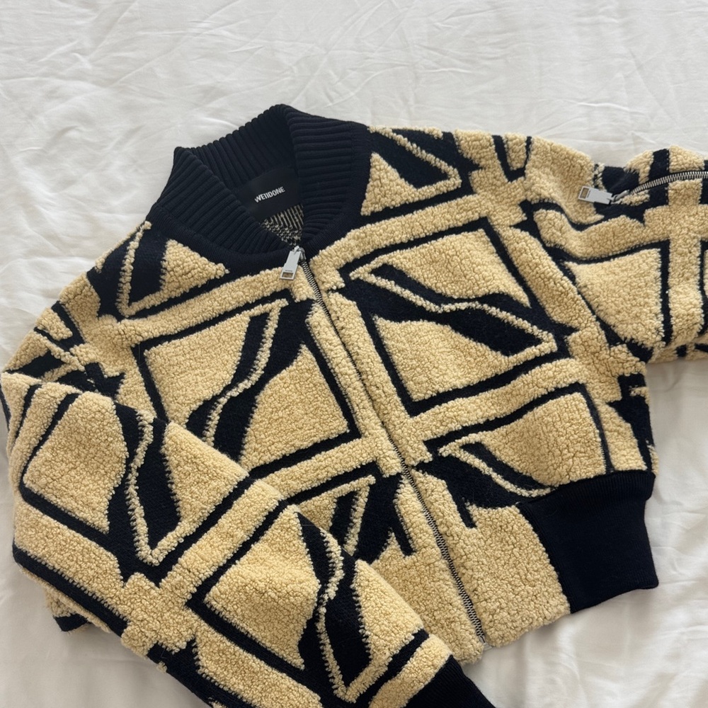 We11done Square Logo Zip Sweater